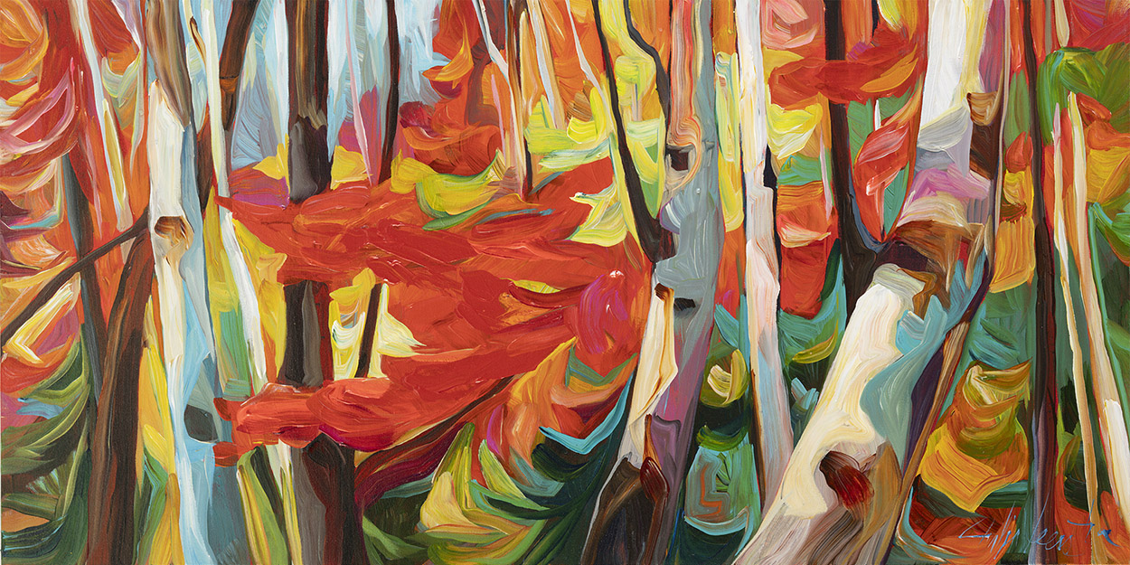 Turning Red - 18 by 36 Original Artwork